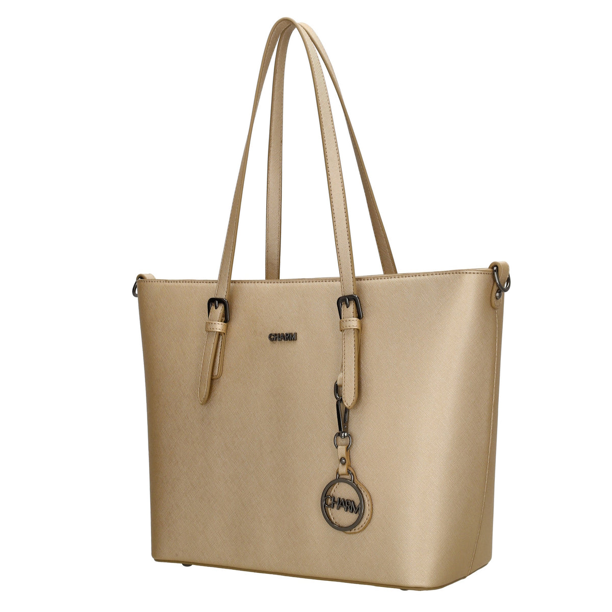 Shopper 41x27cm in Light-Gold mit Reißverschluss - leder-accessoires.com