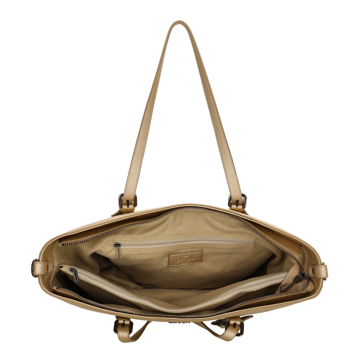 Shopper 41x27cm in Light-Gold mit Reißverschluss - leder-accessoires.com