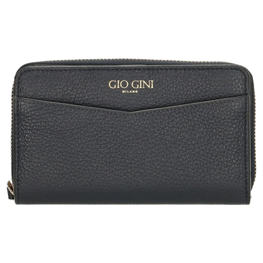 Lederbörse 16x10,5cm in Blau mit Reißverschluss- und Druckknopffach - leder-accessoires.com