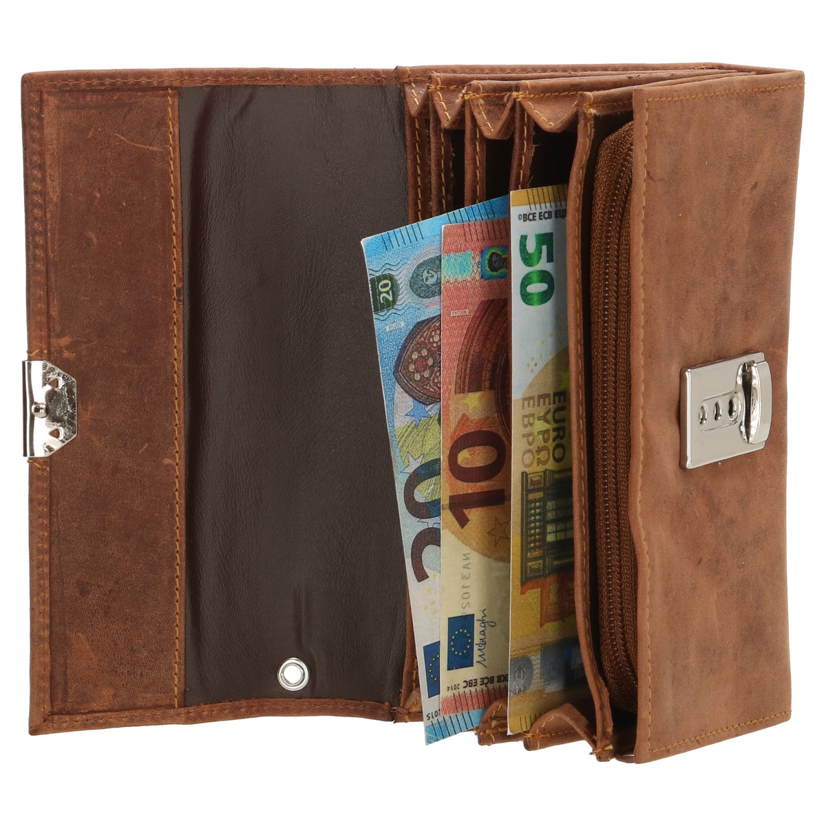 Kellnerbörse 24 x 12,5cm in Cognac aus Leder - leder-accessoires.com