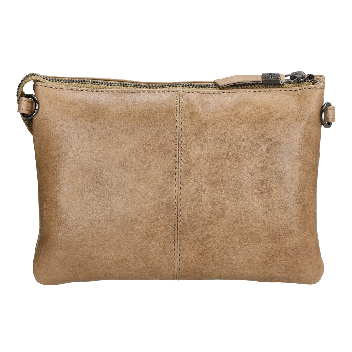 Schultertasche 23 x 16cm in Taupe aus Leder - leder-accessoires.com