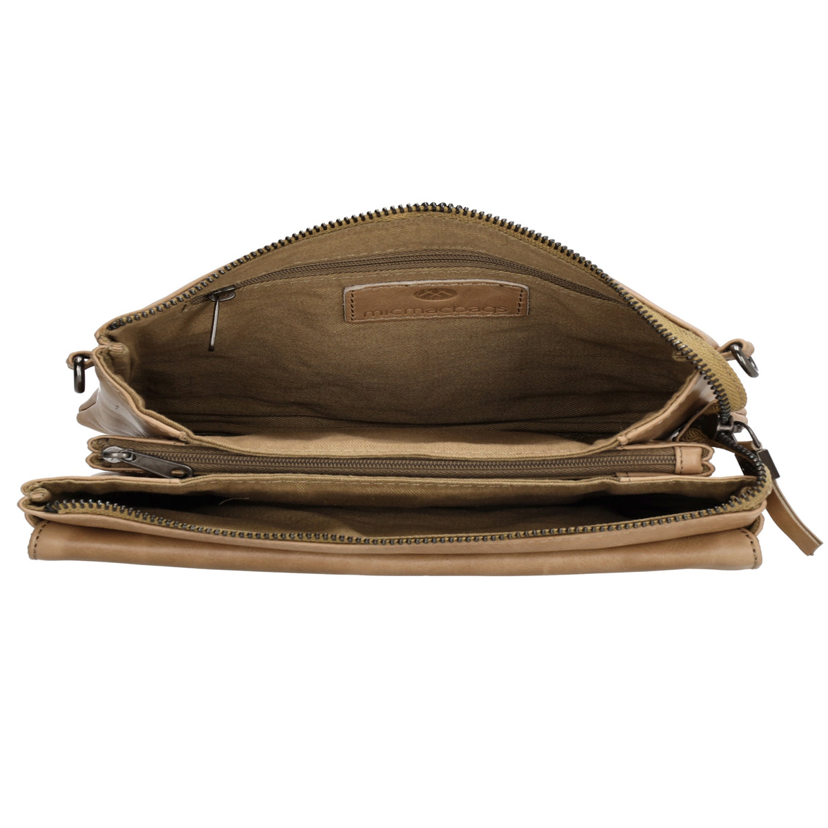 Schultertasche 23 x 16cm in Taupe aus Leder - leder-accessoires.com