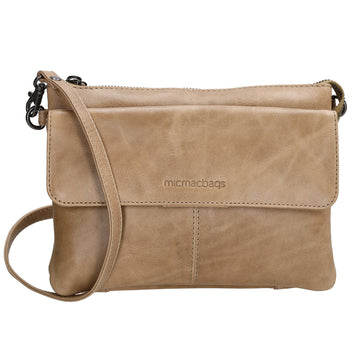 Schultertasche 23 x 16cm in Taupe aus Leder - leder-accessoires.com