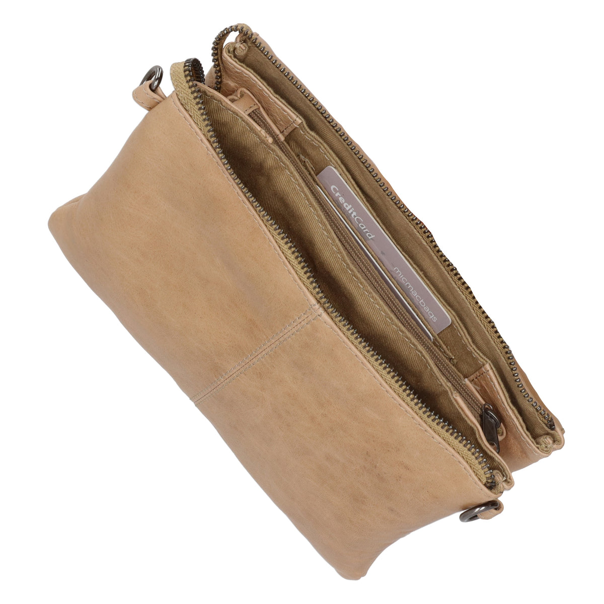 Schultertasche 23 x 16cm in Taupe aus Leder - leder-accessoires.com