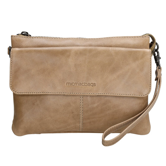 Schultertasche 23 x 16cm in Taupe aus Leder - leder-accessoires.com