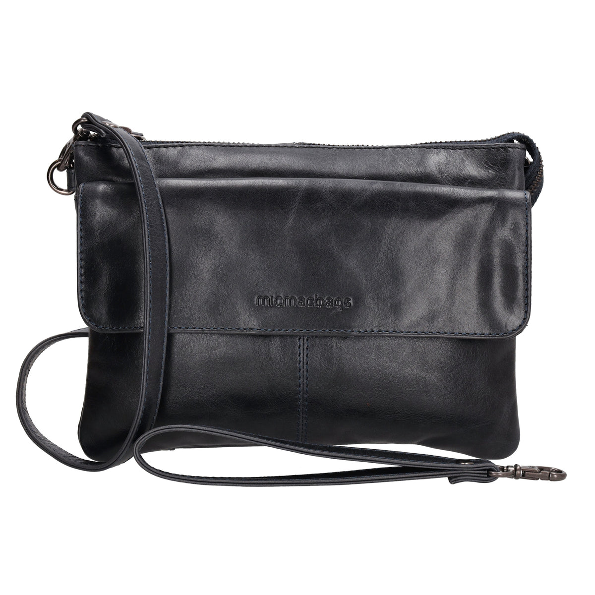 Schultertasche 23 x 16cm in Schwarz aus Leder - leder-accessoires.com