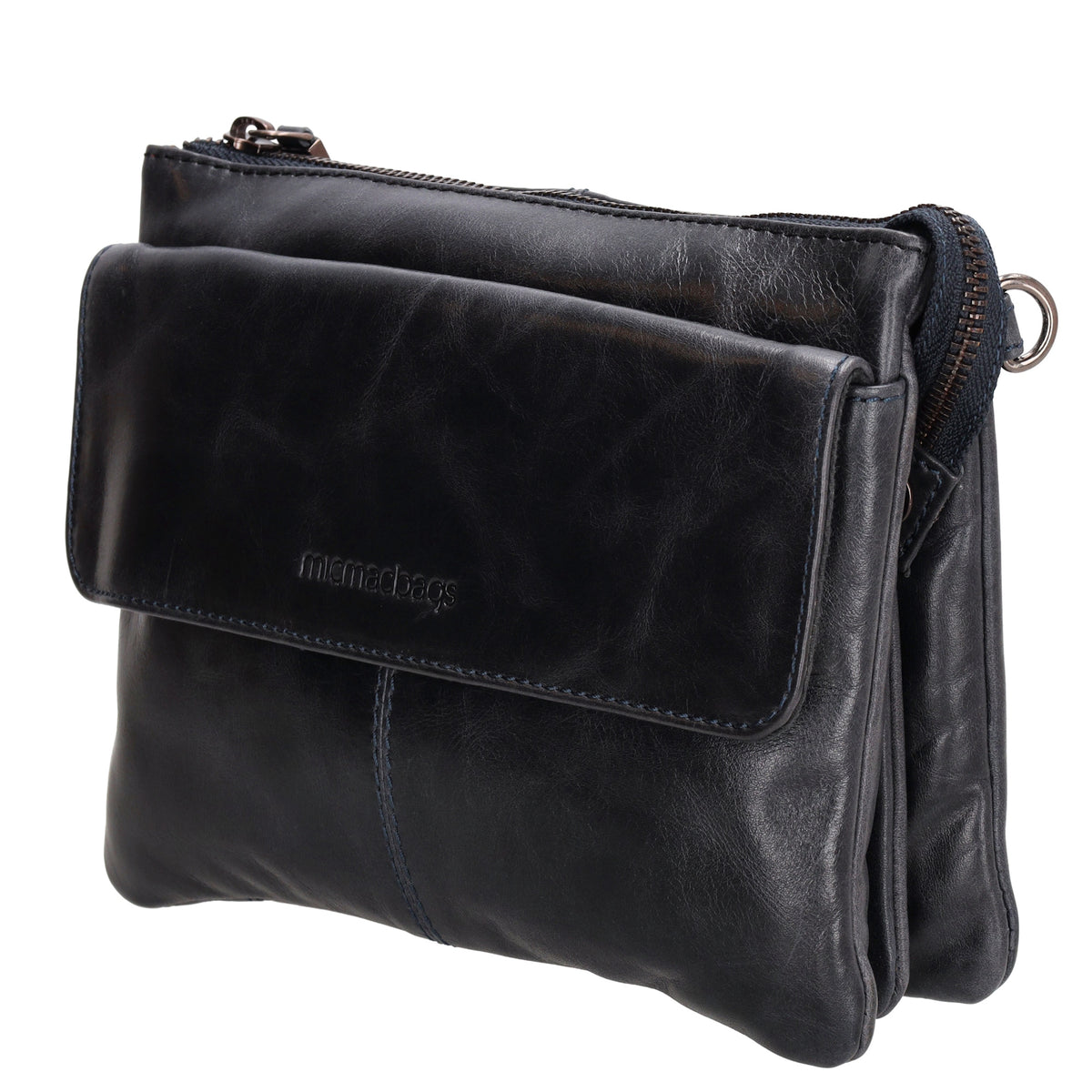 Schultertasche 23 x 16cm in Schwarz aus Leder - leder-accessoires.com