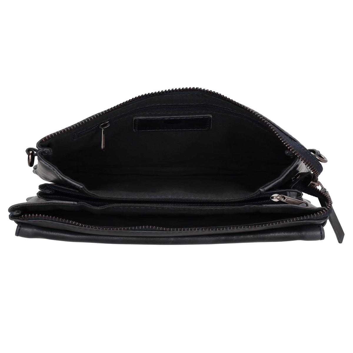 Schultertasche 23 x 16cm in Schwarz aus Leder - leder-accessoires.com
