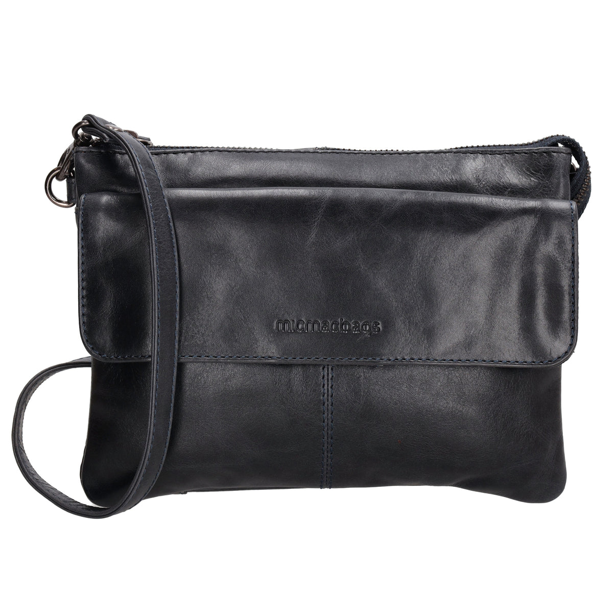 Schultertasche 23 x 16cm in Schwarz aus Leder - leder-accessoires.com