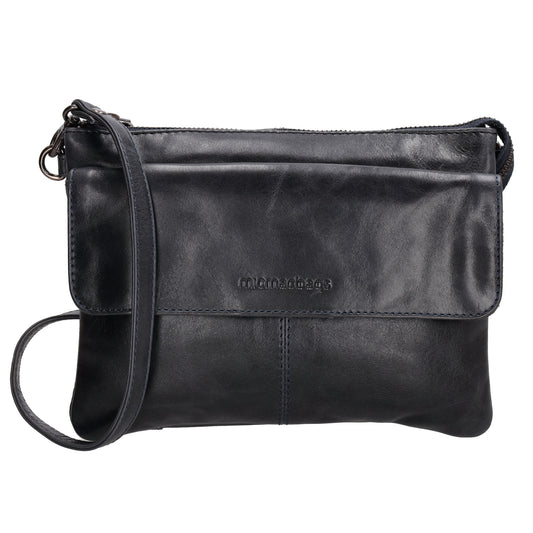 Schultertasche 23 x 16cm in Schwarz aus Leder - leder-accessoires.com