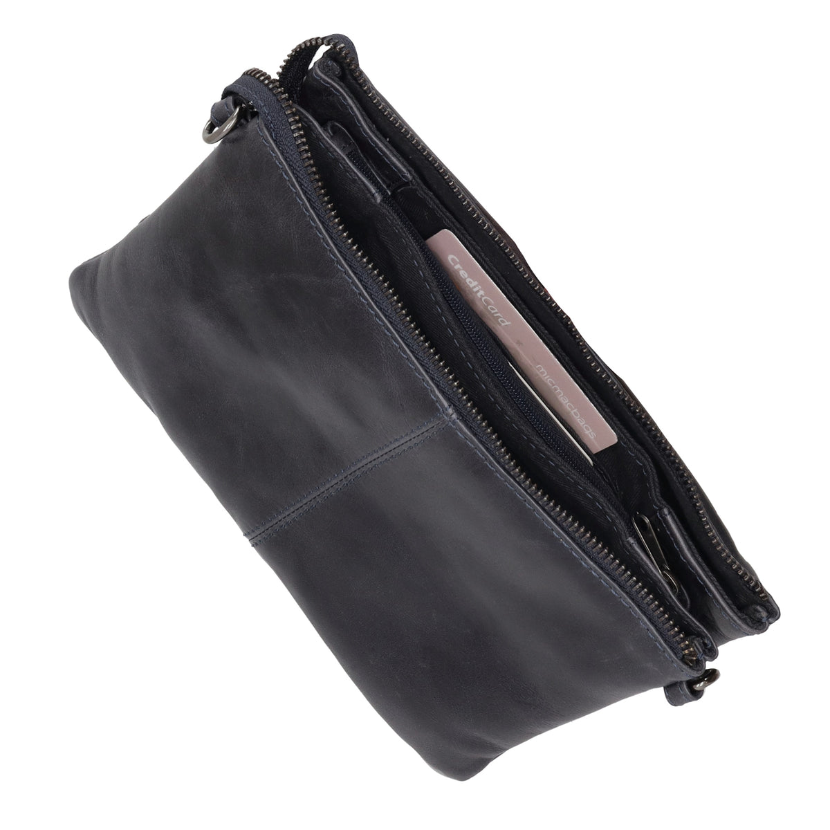 Schultertasche 23 x 16cm in Schwarz aus Leder - leder-accessoires.com