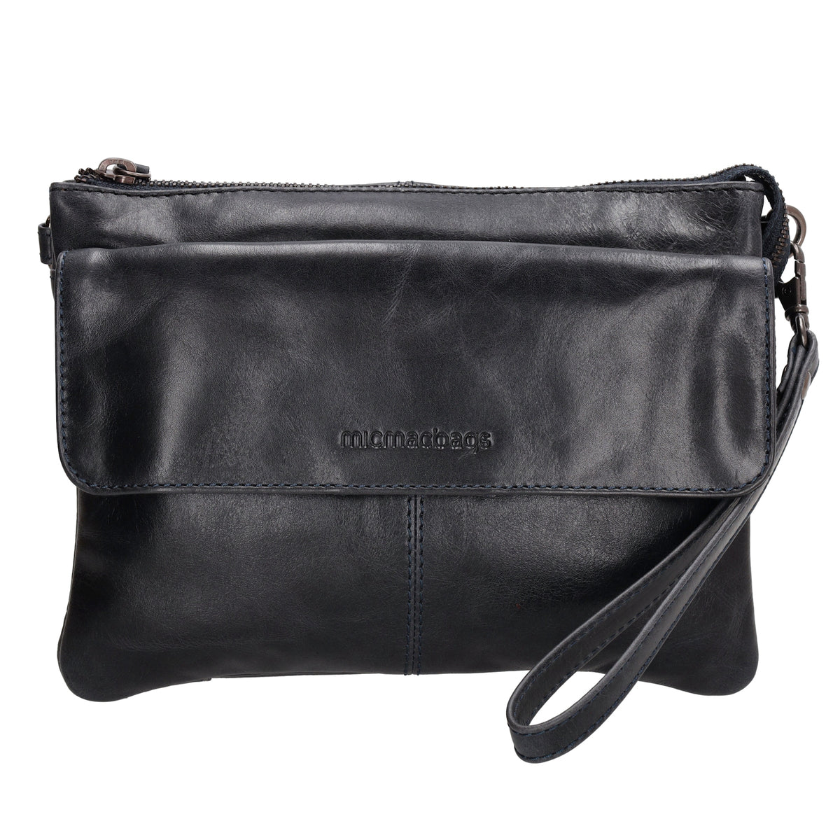 Schultertasche 23 x 16cm in Schwarz aus Leder - leder-accessoires.com