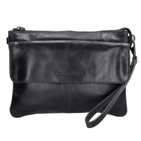 Schultertasche 23 x 16cm in Schwarz aus Leder - leder-accessoires.com