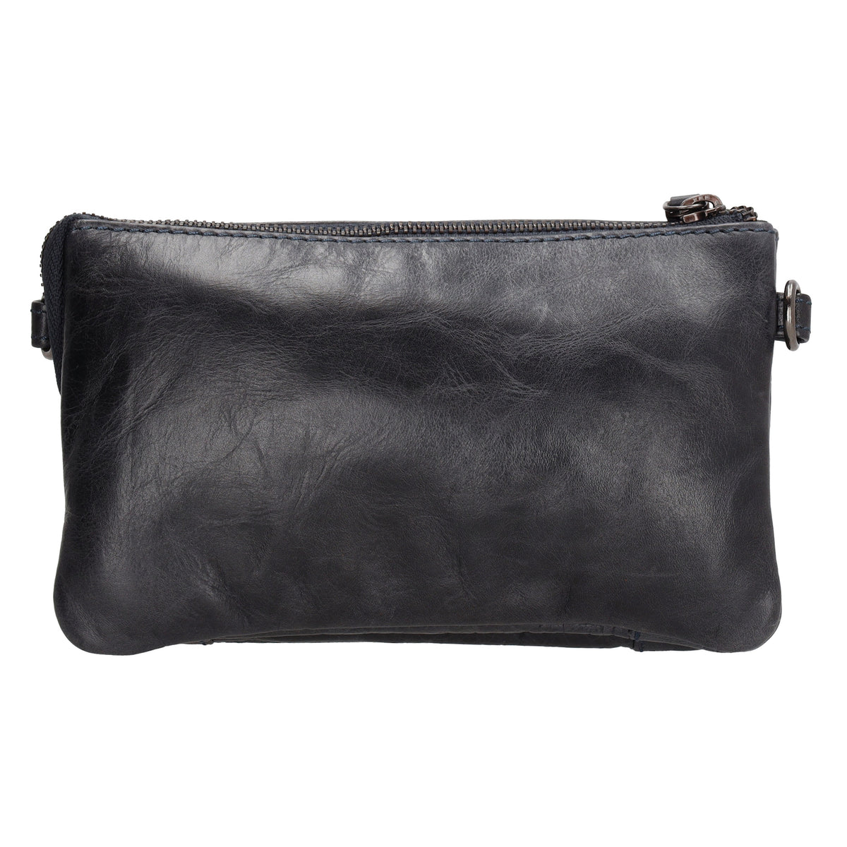 Umhängetasche| Mini Bag 20,5 x 12cm in Dunkelblau aus Leder mit Vortasche - leder-accessoires.com