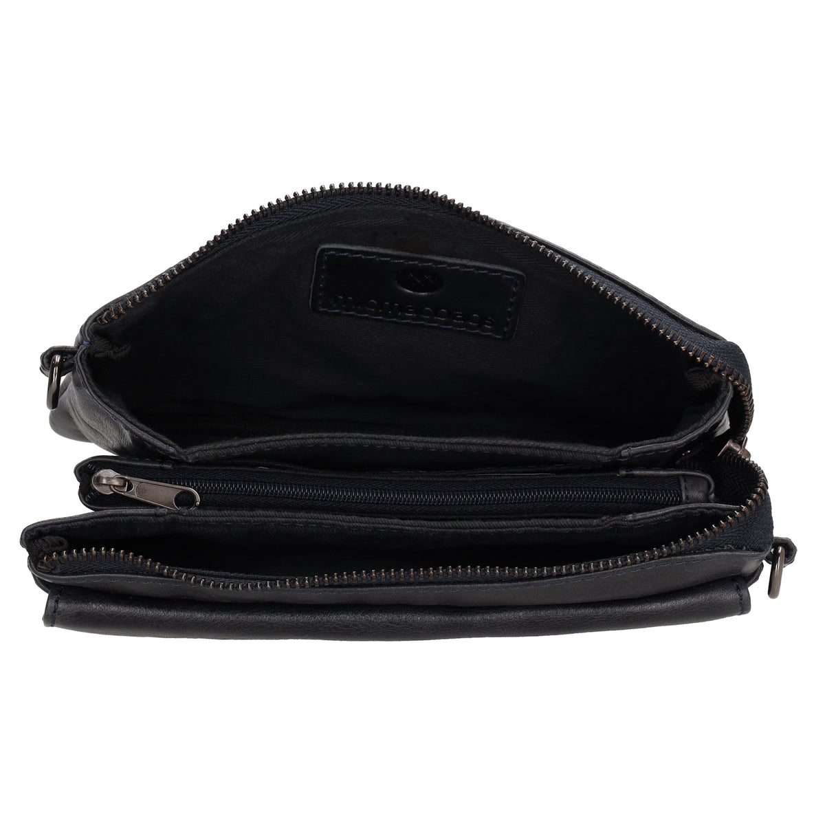 Umhängetasche| Mini Bag 20,5 x 12cm in Dunkelblau aus Leder mit Vortasche - leder-accessoires.com
