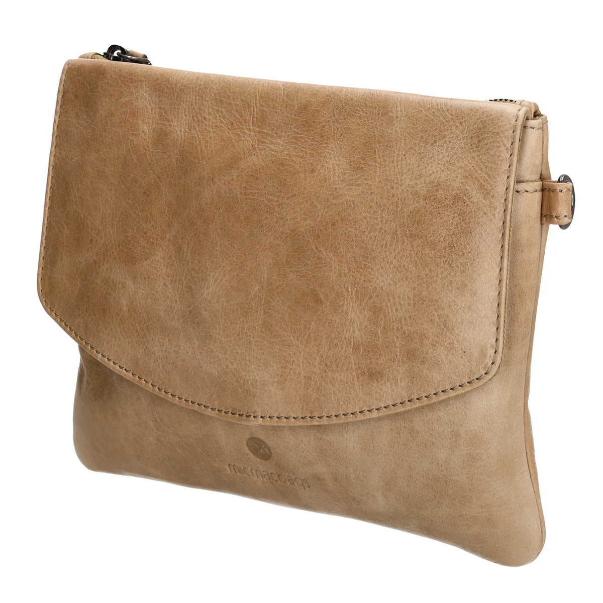 Clutch in Beige 26x17 cm aus Leder mit Überschlag - leder-accessoires.com