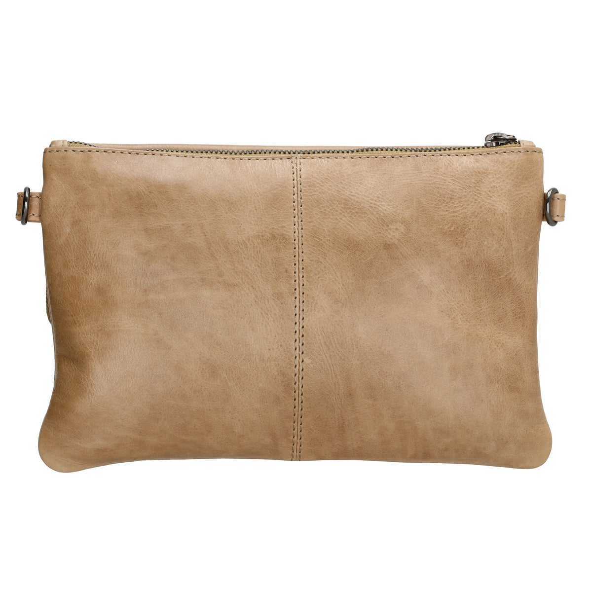 Clutch in Beige 26x17 cm aus Leder mit Überschlag - leder-accessoires.com