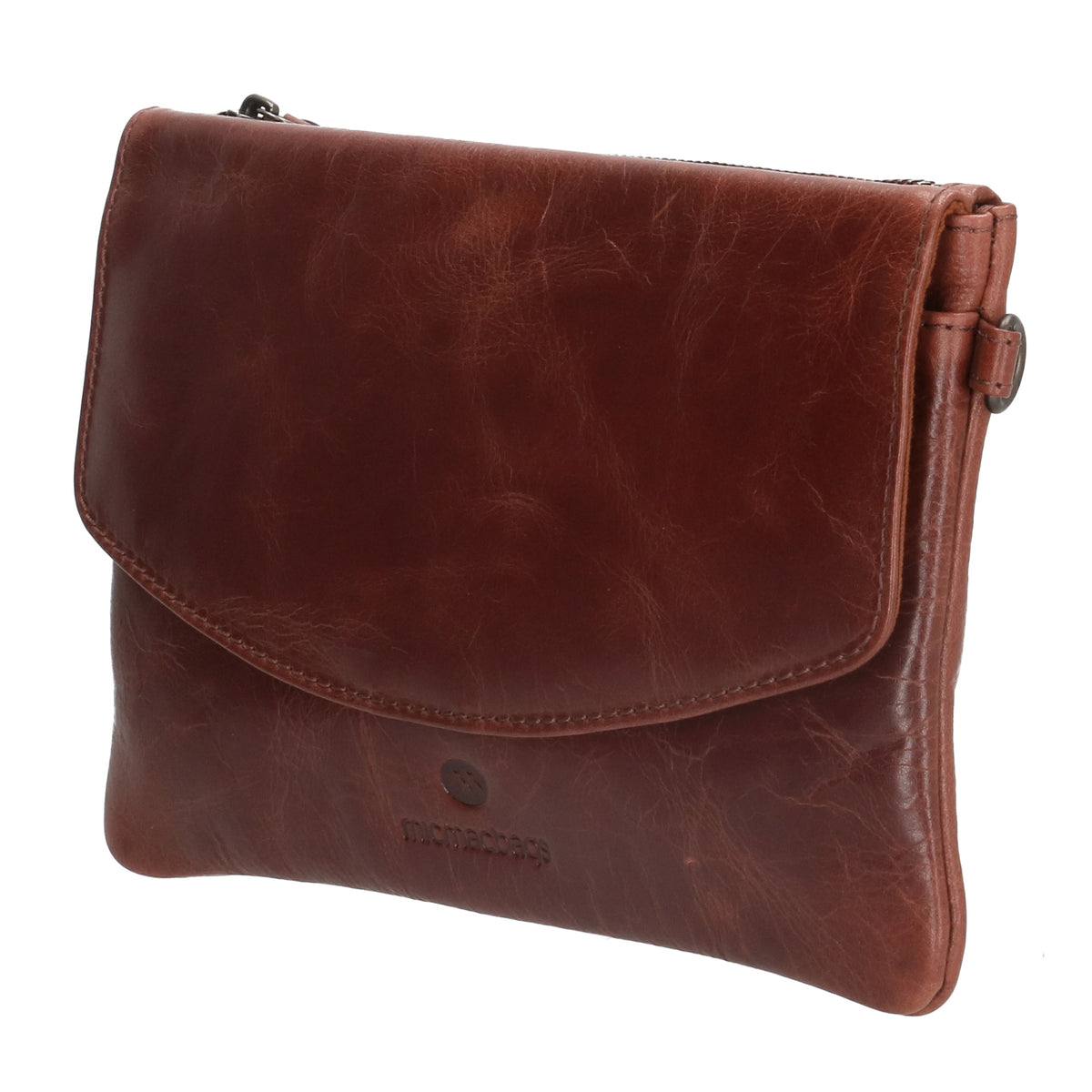 Clutch in Cognac 26x17 cm aus Leder mit Überschlag - leder-accessoires.com
