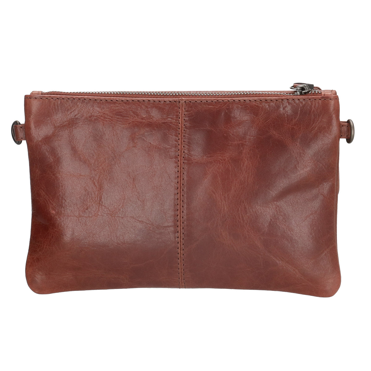 Clutch in Cognac 26x17 cm aus Leder mit Überschlag - leder-accessoires.com