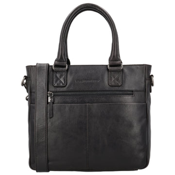 Schwarze Ledertasche 33,5x28cm aus Echtleder mit Kurzgriff & Umhängeriemen - leder-accessoires.com