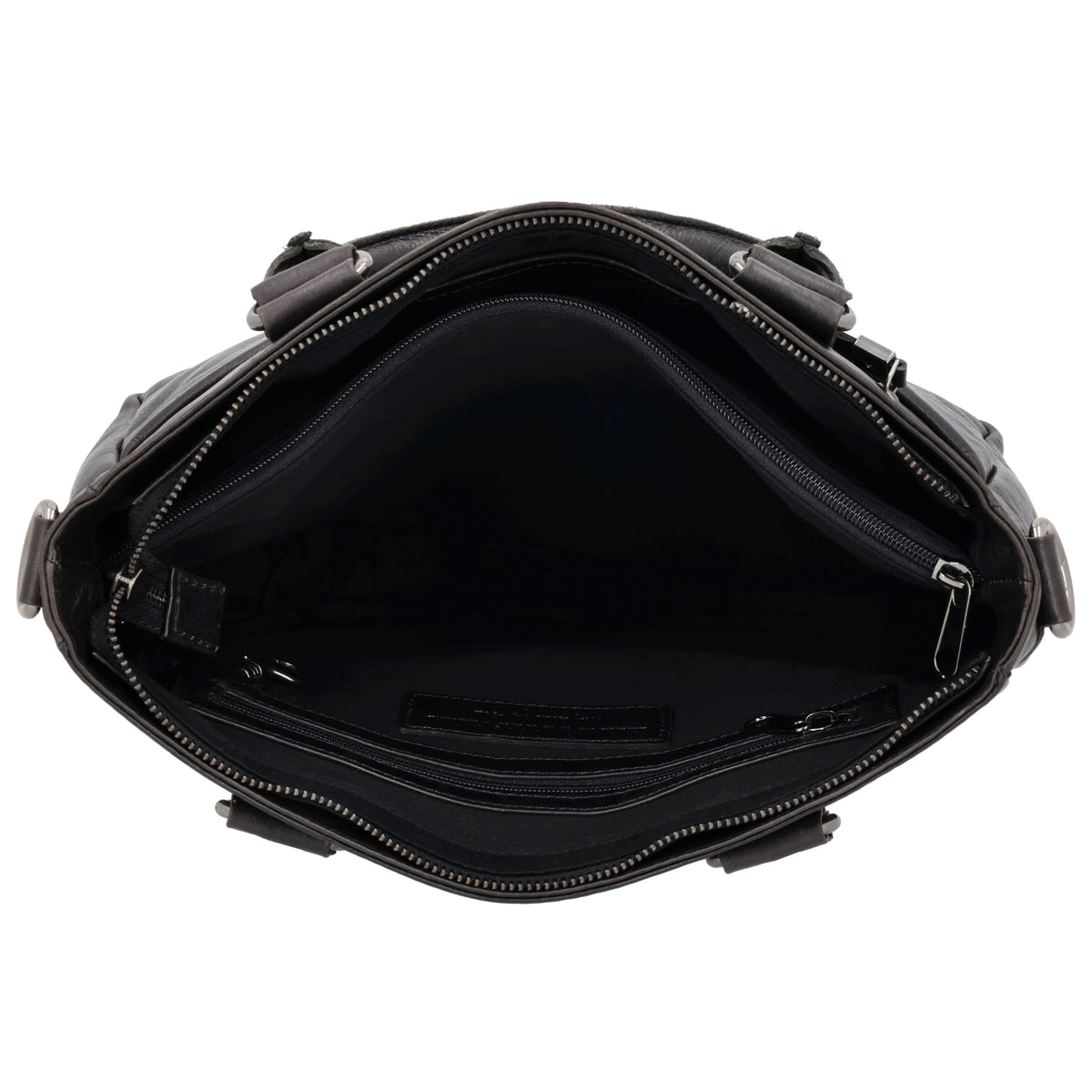 Schwarze Ledertasche 33,5x28cm aus Echtleder mit Kurzgriff & Umhängeriemen - leder-accessoires.com