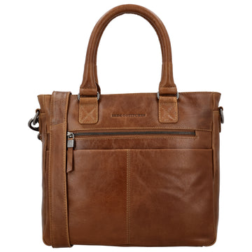 Braune Ledertasche 33,5x28cm mit Kurzgriff & Umhängeriemen aus Echtleder - leder-accessoires.com