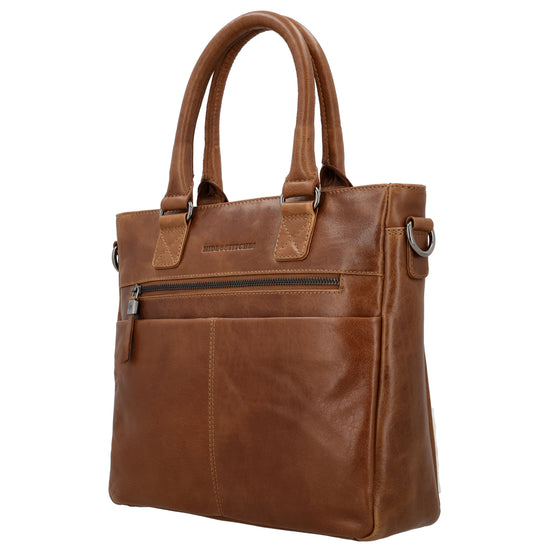 Braune Ledertasche 33,5x28cm mit Kurzgriff & Umhängeriemen aus Echtleder - leder-accessoires.com