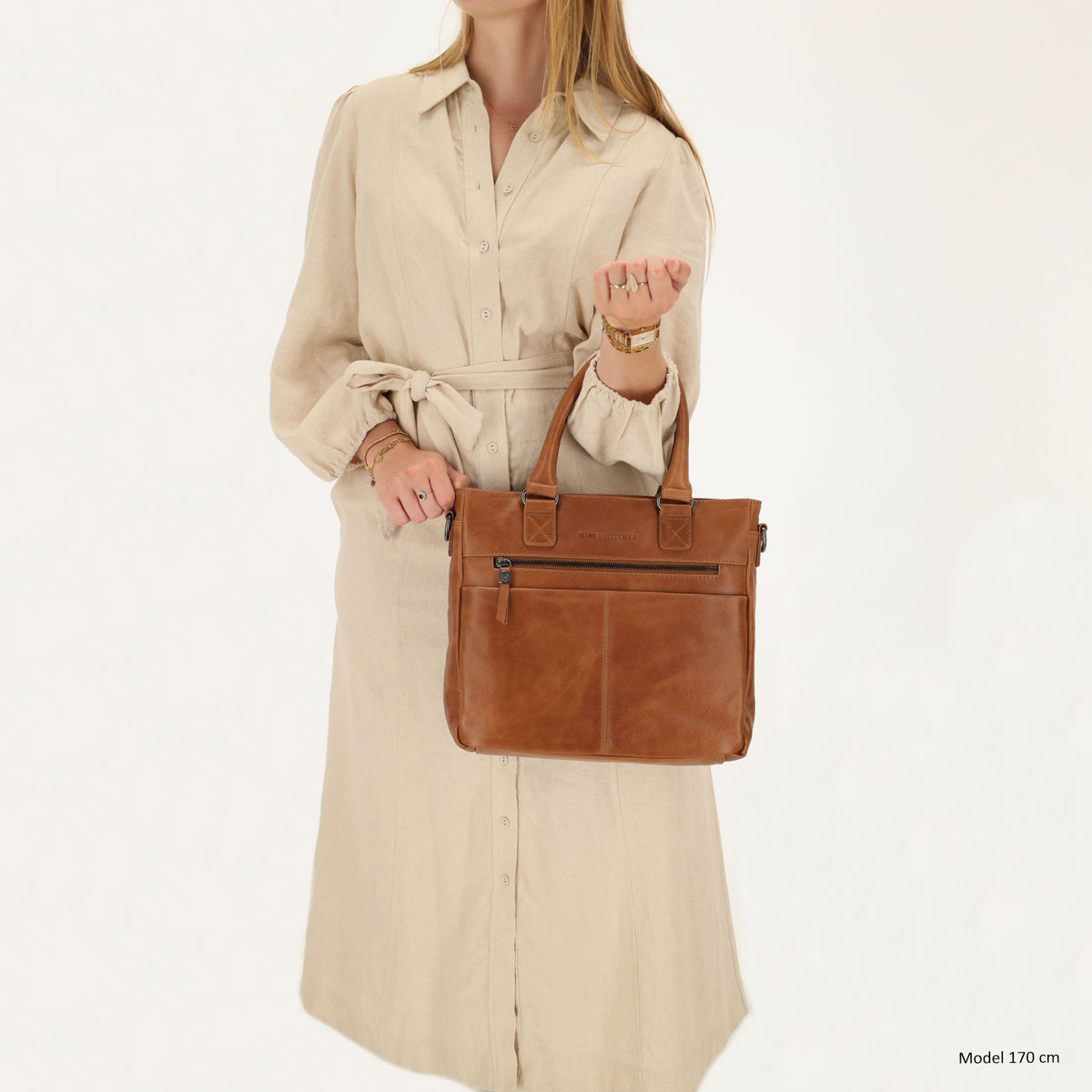 Braune Ledertasche 33,5x28cm mit Kurzgriff & Umhängeriemen aus Echtleder - leder-accessoires.com