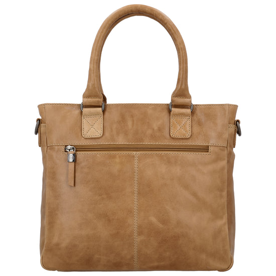 Taupe Ledertasche 33,5x28cm aus Echtleder mit Kurzgriff & Schulterriemen - leder-accessoires.com