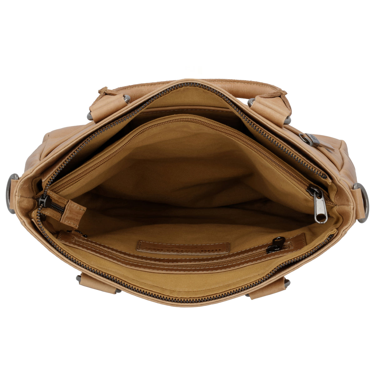 Taupe Ledertasche 33,5x28cm aus Echtleder mit Kurzgriff & Schulterriemen - leder-accessoires.com