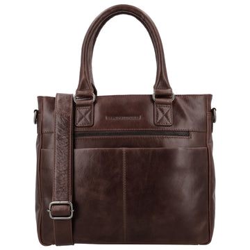 Dunkelbraune Business Ledertasche 33,5x28cm mit Schulterriemen - leder-accessoires.com
