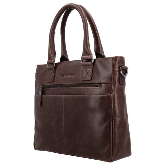 Dunkelbraune Business Ledertasche 33,5x28cm mit Schulterriemen - leder-accessoires.com