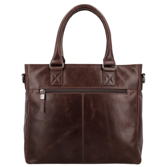Dunkelbraune Business Ledertasche 33,5x28cm mit Schulterriemen - leder-accessoires.com