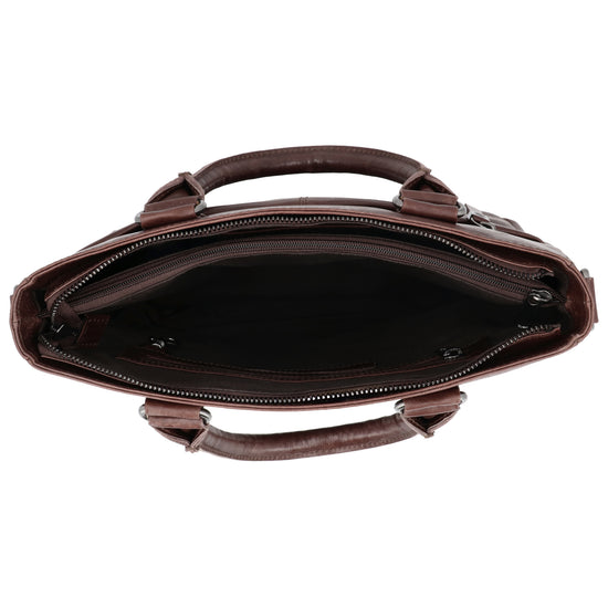 Dunkelbraune Business Ledertasche 33,5x28cm mit Schulterriemen - leder-accessoires.com