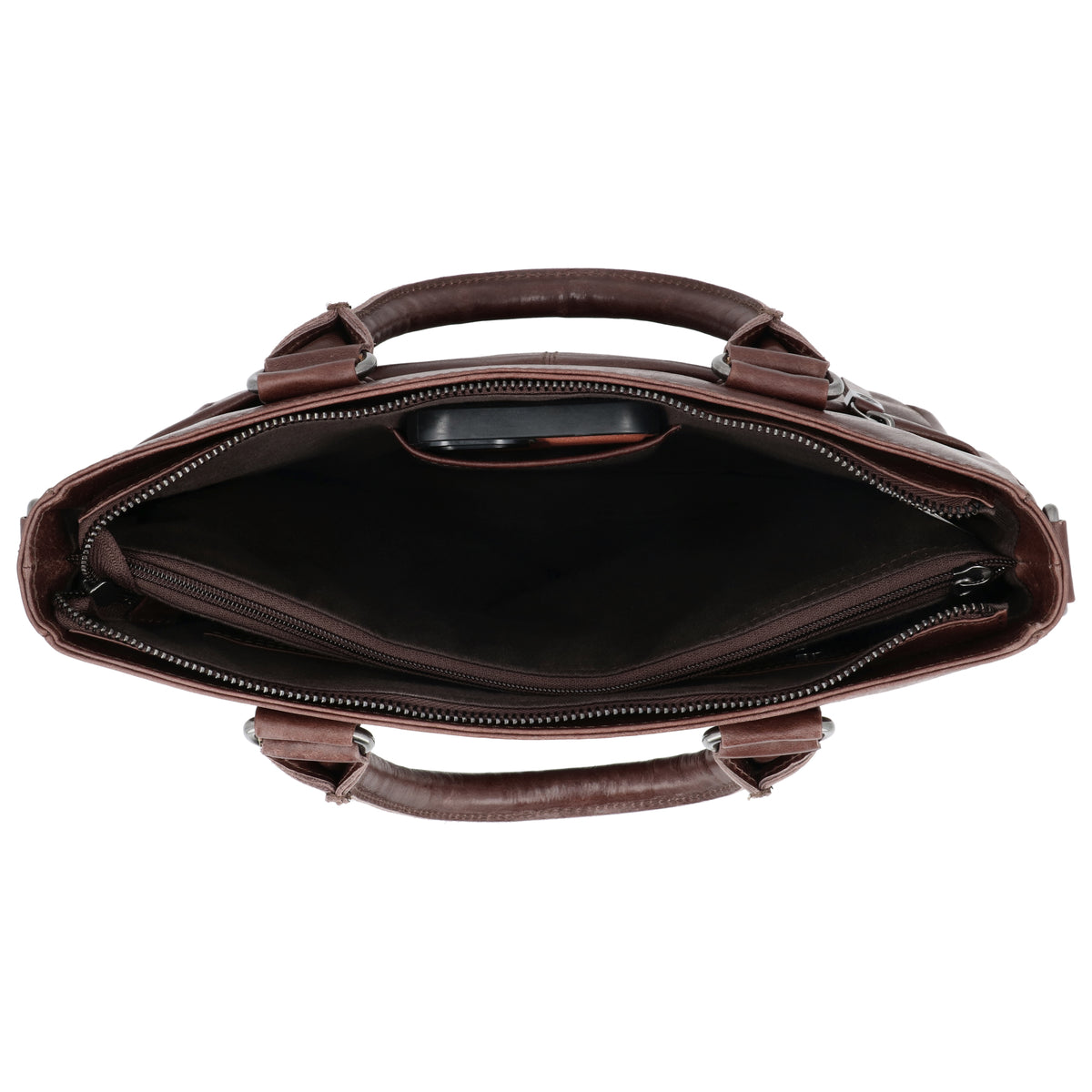 Dunkelbraune Business Ledertasche 33,5x28cm mit Schulterriemen - leder-accessoires.com