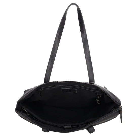 Businesstasche 41 x 30cm in Dunkelblau aus Leder mit Reißverschluss - leder-accessoires.com