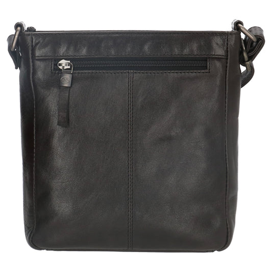 Schultertasche 23 x 24cm in Schwarz aus Leder mit Reißverschluss - leder-accessoires.com