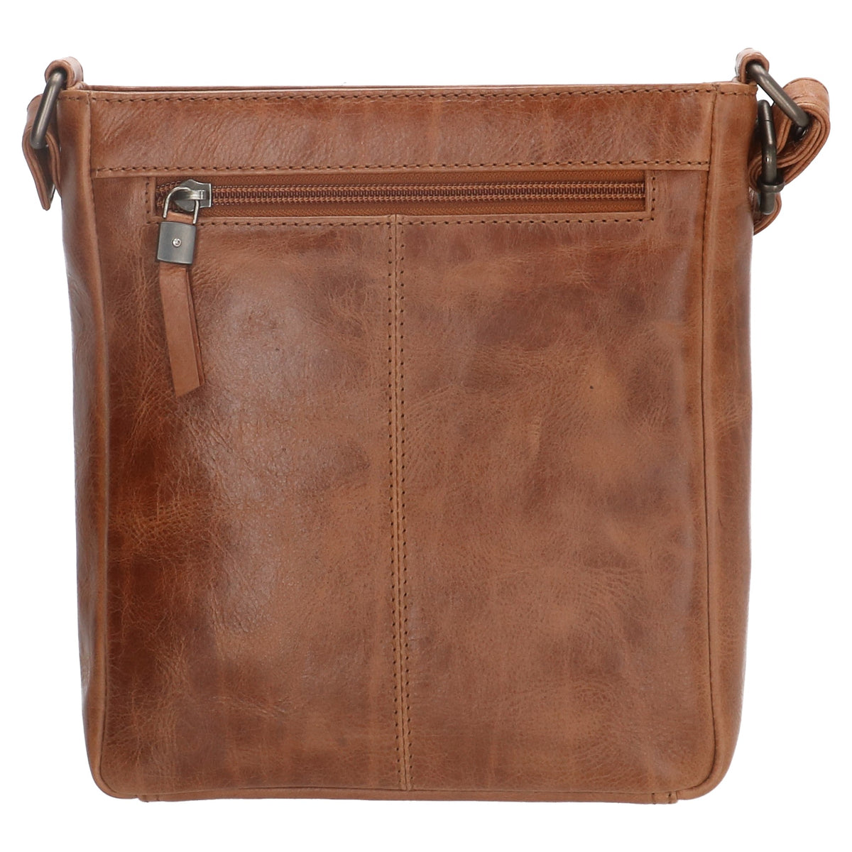 Schultertasche 23 x 24cm in Braun aus Leder mit Reißverschluss - leder-accessoires.com
