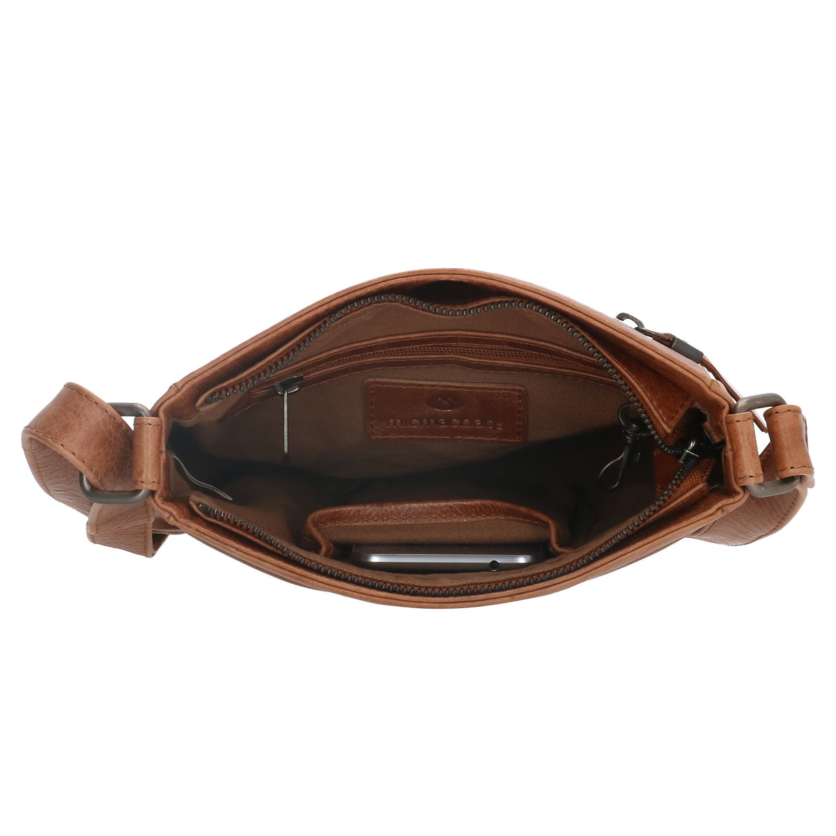 Schultertasche 23 x 24cm in Braun aus Leder mit Reißverschluss - leder-accessoires.com