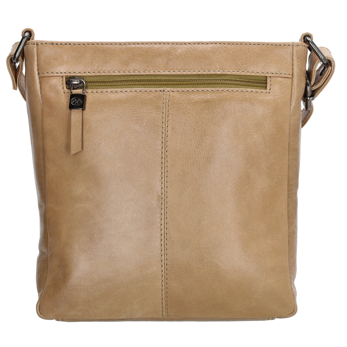 Schultertasche 23 x 24cm in Taupe aus Leder mit Reißverschluss - leder-accessoires.com