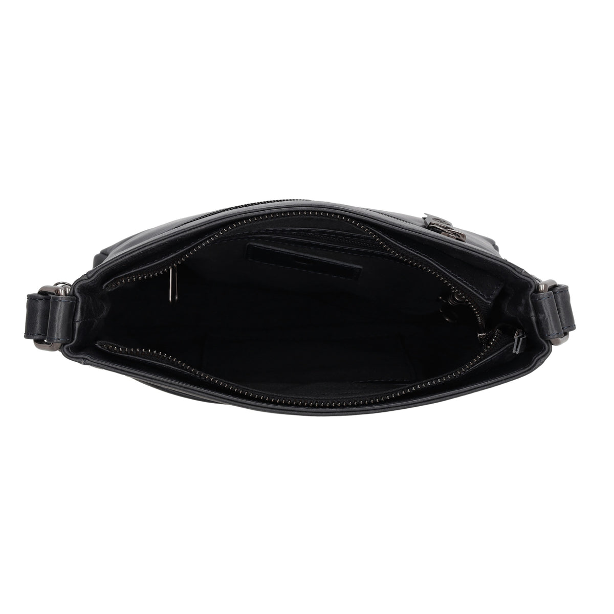 Schultertasche 23 x 24cm in Dunkelblau aus Leder mit Reißverschluss - leder-accessoires.com
