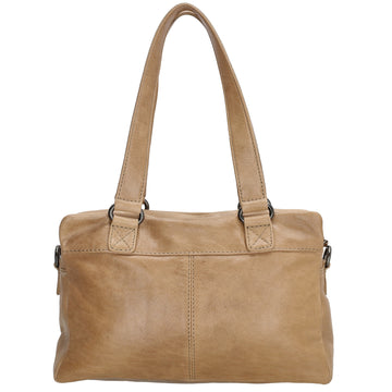 Shopper klein 28 x 19,5cm in Taupe aus Leder mit Reißverschlus - leder-accessoires.com