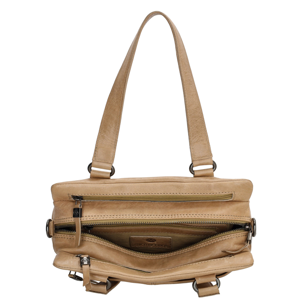 Shopper klein 28 x 19,5cm in Taupe aus Leder mit Reißverschlus - leder-accessoires.com
