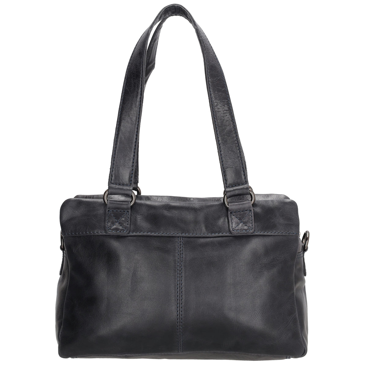 Shopper klein 28 x 19,5cm in Blau|Marine aus Leder mit Reißverschluss - leder-accessoires.com