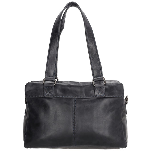Shopper klein 28 x 19,5cm in Blau|Marine aus Leder mit Reißverschluss - leder-accessoires.com