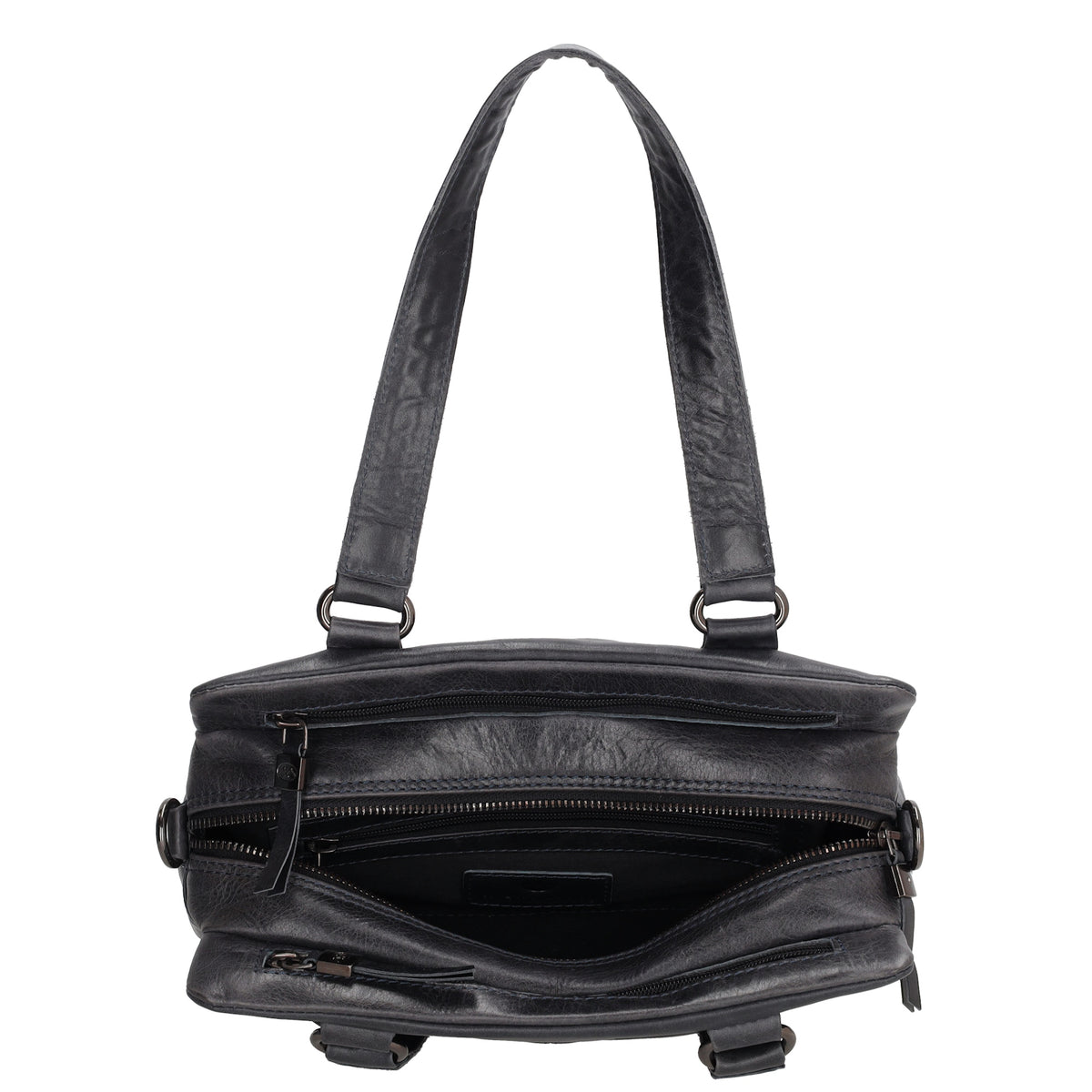 Shopper klein 28 x 19,5cm in Blau|Marine aus Leder mit Reißverschluss - leder-accessoires.com