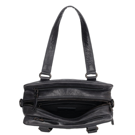 Shopper klein 28 x 19,5cm in Blau|Marine aus Leder mit Reißverschluss - leder-accessoires.com