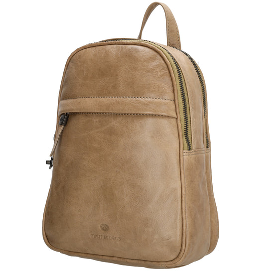 Rucksack 20x 27cm in Beige|Sand aus Leder - leder-accessoires.com