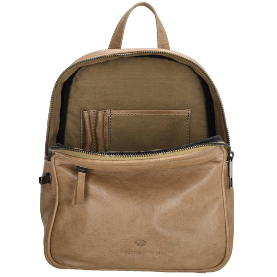Rucksack 20x 27cm in Beige|Sand aus Leder - leder-accessoires.com