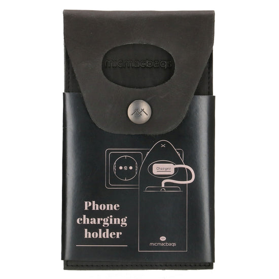Handyhalter als Ladestation 10,5x16cm aus Leder in Schwarz - leder-accessoires.com